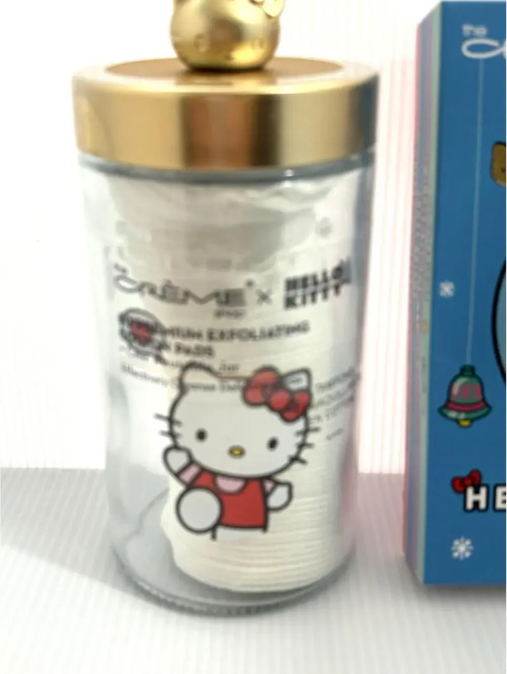 Hello Kitty x The Crème Shop Skincare Set 4 Holiday Sheet Masks & Cotton Pad NEW